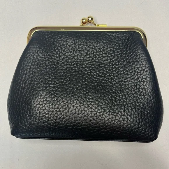 Dooney & Bourke Pebble Leather Large Framed Kisslock Coin Purse - Black - Picture 2 of 7